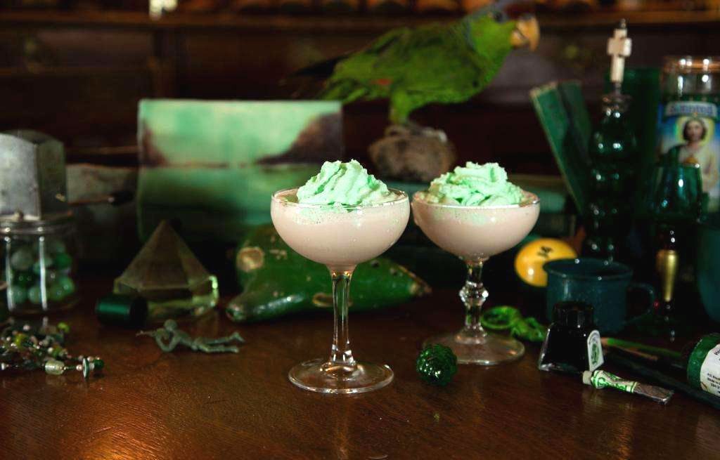 St Patrick's Day Cocktail with green whipped cream on top